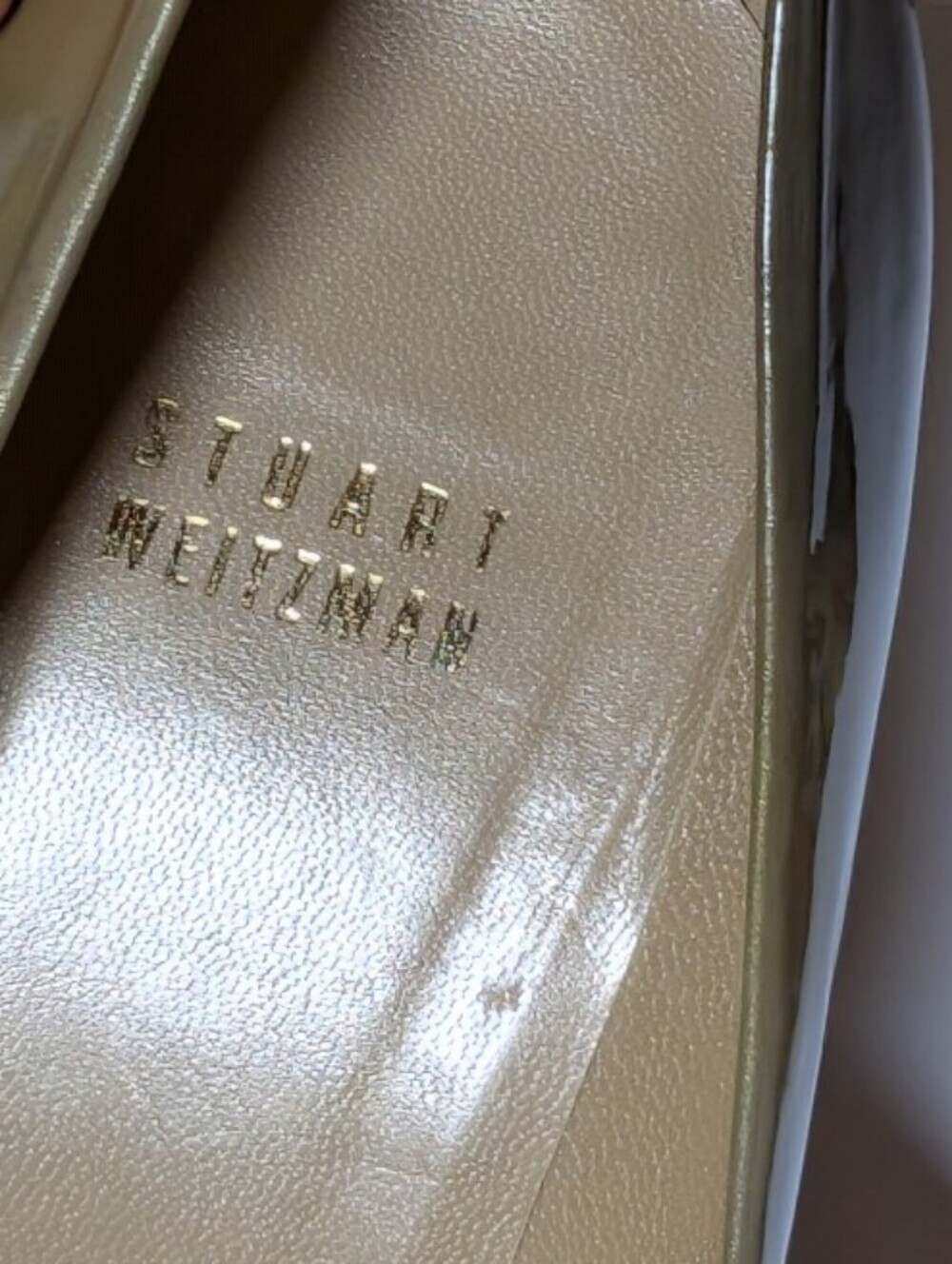 STUART WEITZMAN Bronze Patent Leather Peep Toe Pumps Sz 9M Designer Y2K - Picture 6 of 8